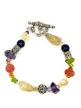 Silpada Retired Vintage B1035 Sterling Silver Natural Stone Toggle Bracelet